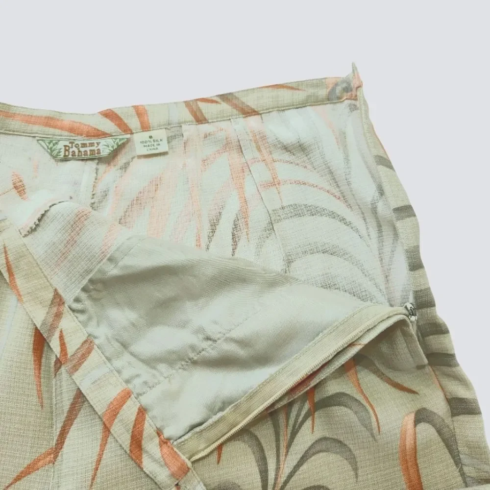 Tommy Bahama Silk Tropical Palazzo Wide Leg Pant Women's 8 Green Resort Wear